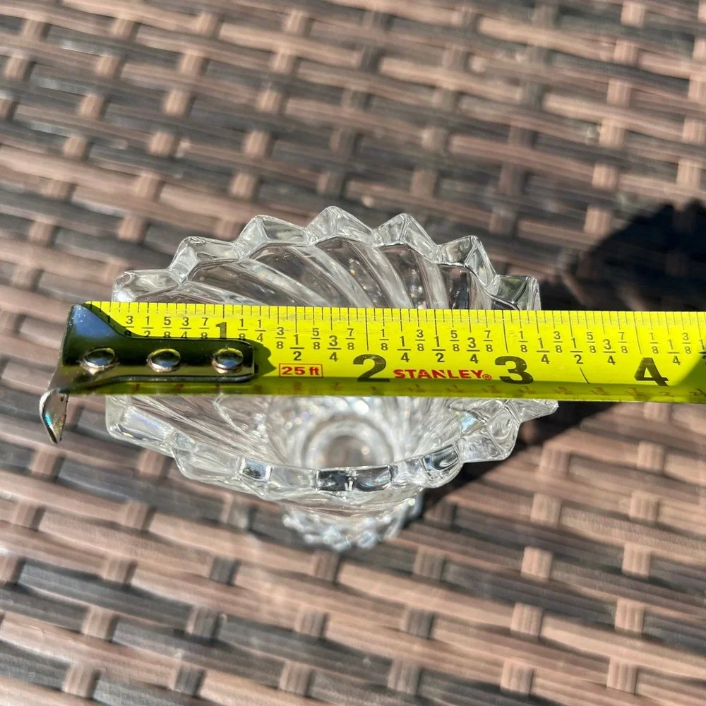 Mikasa Vision Clear‎ Crystal Bud Vase Swirl Pattern Scalloped Rim 4.5